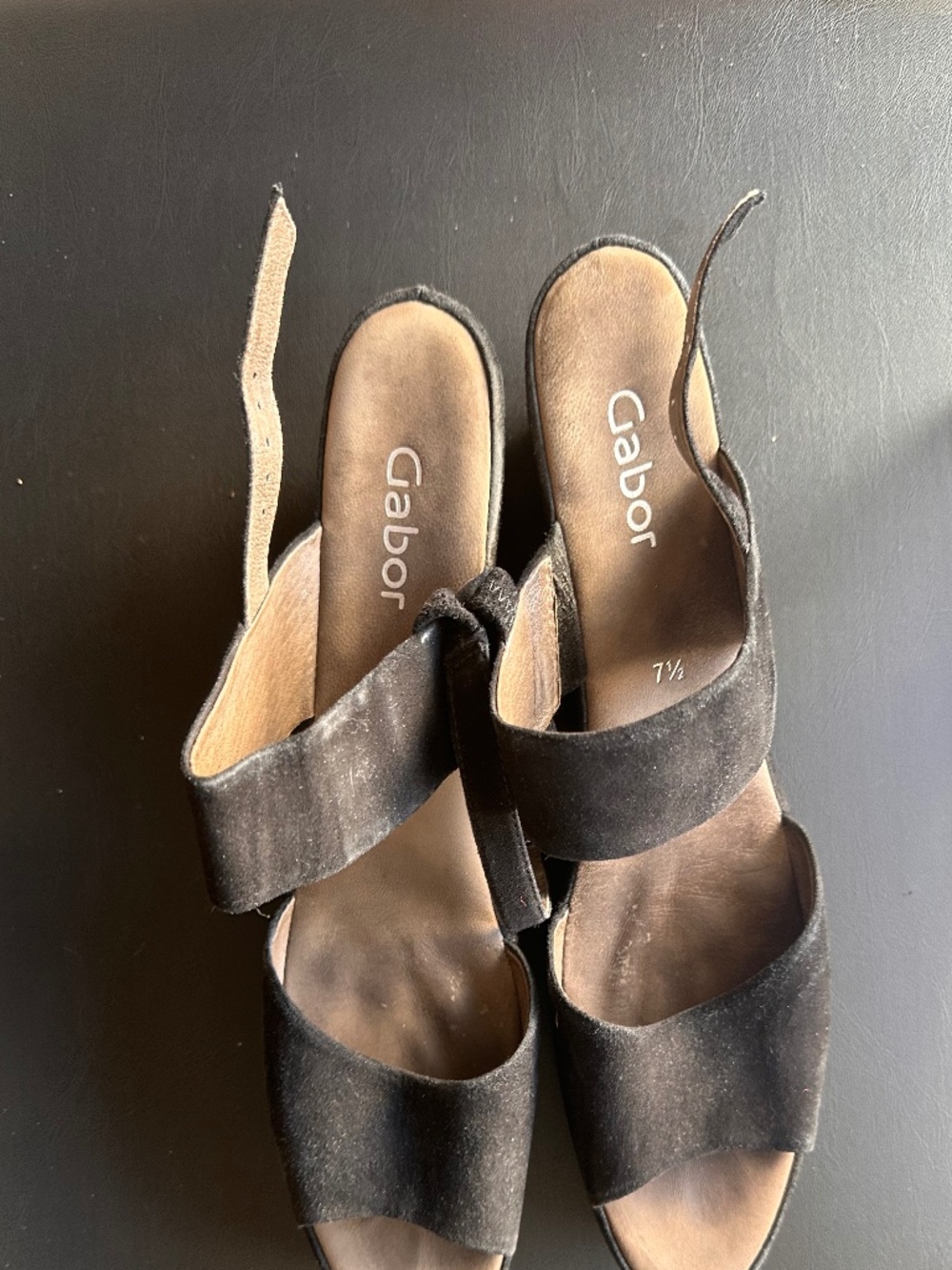 Gabor Black Suede Comfort Strappy Sandals – Size UK 7.5 / US 9.5-10